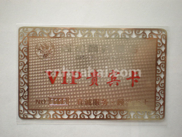 Hollowed out silver card